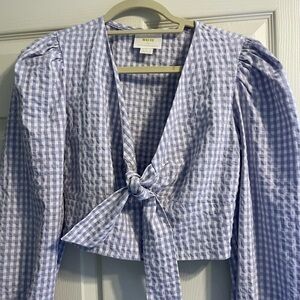 Anthropologie Maeve Crop Gingham Blouse in Lavender